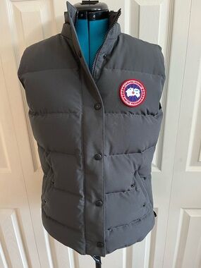 Canada Goose Gray Jacket with Red, White & Blue Logo Patch